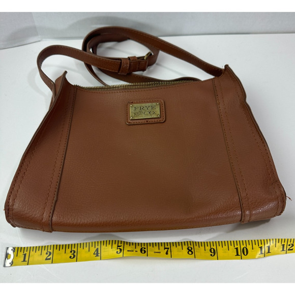 FRYE and Co. Soft Pebbled Vegan Faux Leather Crossbody Bag Brown Shoulder Purse - Picture 5 of 9